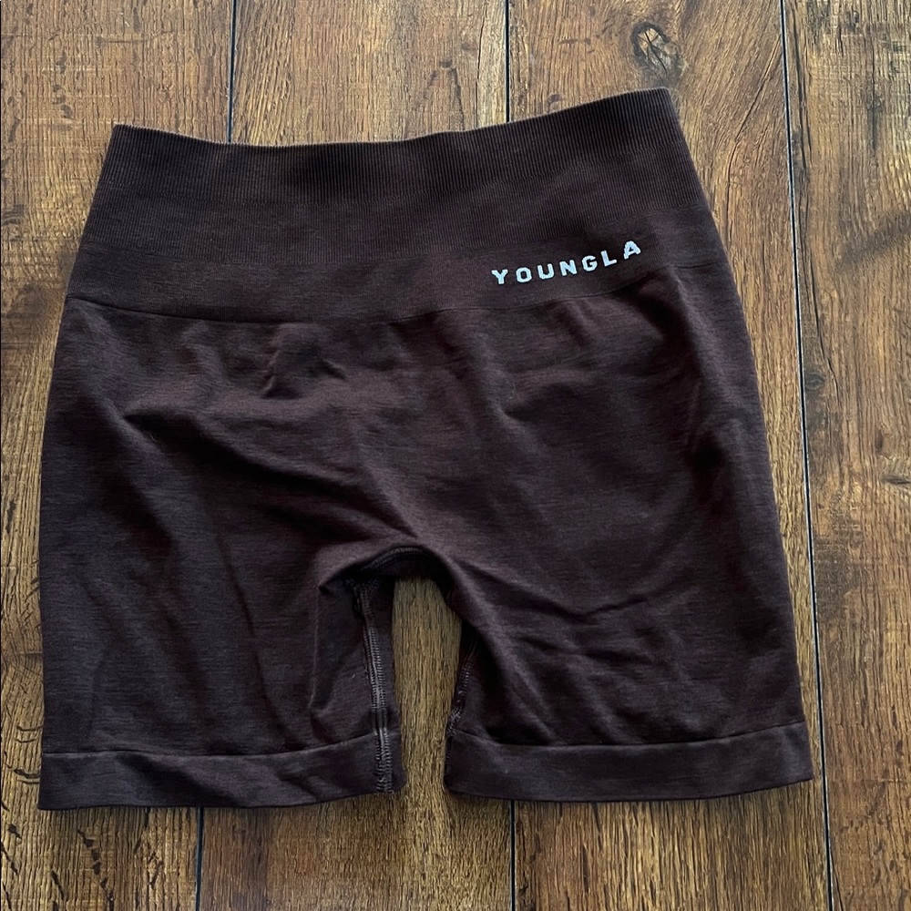 YoungLA Women's Chocolate Athletic Shorts - Picture 2 of 4
